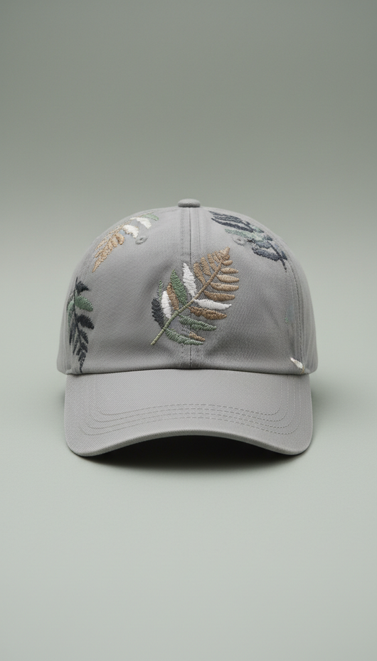 Mist Grey Cap Subtle Embroidery